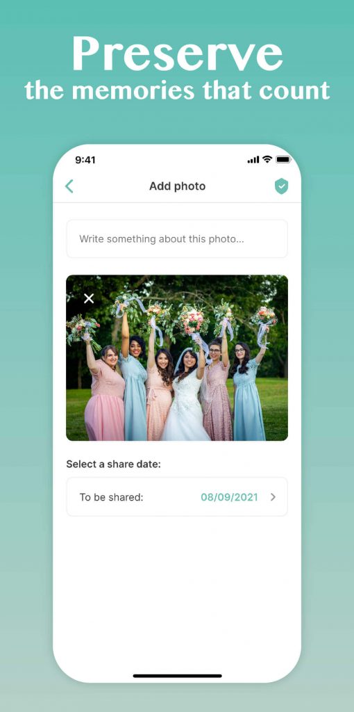 Create, send and share memories screen